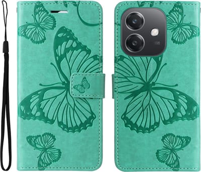 Coverup Hoesje - Geschikt voor OPPO A40 / A40m / A60 5G Hoesje - Coverup Vlinders Book Case - Mintgroen