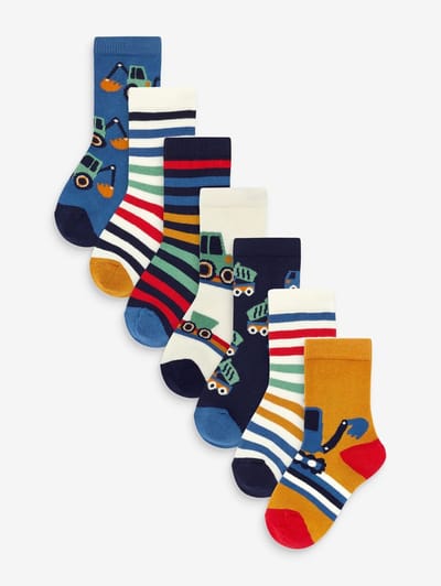 Next - Jongens - Verpakking van 7 paar sokken met hoog aandeel katoen - Blauw