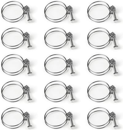 Verstelbare Slangklemmen van RVS 201 voor Waterleidingen - 15 x 40-45 mm, Dubbel Draad, 2 mm Dikte