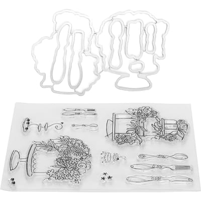 Tampon Transparent TPR Gaufré Scrapbooking Vaisselle Motif Décoration avec Moule Couteau white