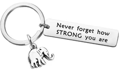 Hart onder de riem sleutelhanger - Never forget how strong you are - 'Sterkte' Sleutelhanger - Zilverkleurig - Olifant - Cadeau - Liefde - Love - Never forget - CHPN