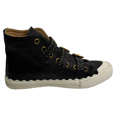 Chloé hoge sneakers met studs in zwart leer