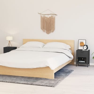 vidaXL - Nachtkastjes - 2 - st - 40x30x54,5 - cm - staal - en - glas - antracietkleurig