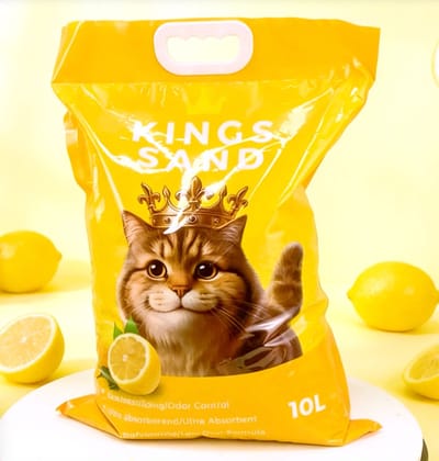 Kings Sand Kattenbakvulling – Fris Citroen Geur – Absorberend & Klontvormend – 10l