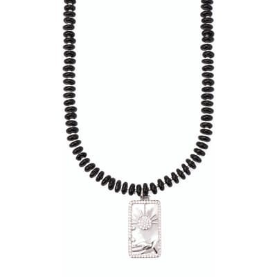 Luxenter Ketting van 925 sterling zilver en zwarte agaat met rhodiumafwerking - Laha