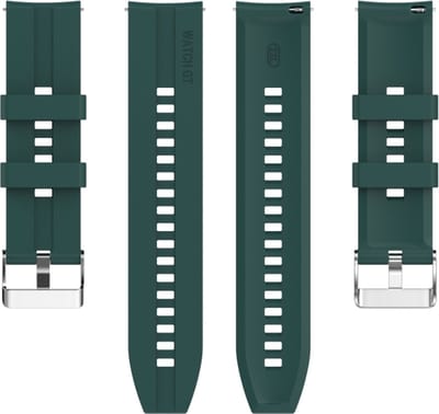 Siliconen bandje - geschikt voor Huawei Watch GT Runner 2 / GT 2(e) 46 mm / GT 3 / 4 / 5 (Pro) 46 mm / Watch 3 (Pro) / Watch 4 (Pro) / GT 6 (PRO) 46mm - donkergroen
