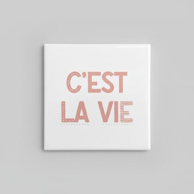 C’est La Vie Quote Tegel – Elegante Franse Tekst Minimalistische Wanddecoratie – 15 x 15 cm Keramische Tegel