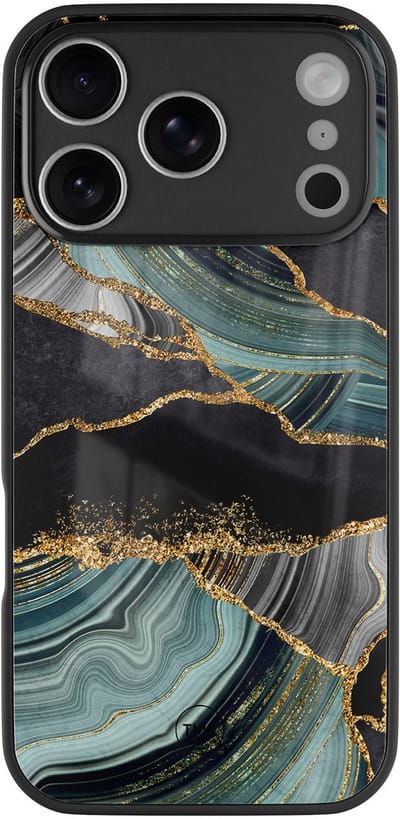 Hoesje geschikt voor Apple iPhone 17 Pro Max - Marble jade stone - Multi - TPU luxe case (glossy toplaag) - Marmer - Hardcase backcover zwart