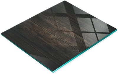 Keukenplank van gehard glas met afbeeldingen, houten planken, bruin, 60x52 cm