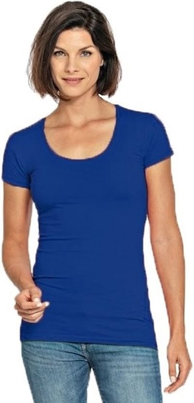 Lemon & Soda casual fashion t-shirt - bodyfit - dames - blauw - ronde hals - korte mouwen - Dameskleding - basic shirts - katoen S
