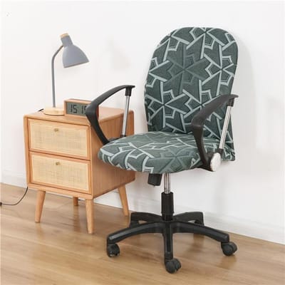 Housse de chaise d'ordinateur géométrique, housse de chaise de bureau imprimée extensible en élasthanne, anti-salissure, amovible, lavable, pour siège de fauteuil 1 piece