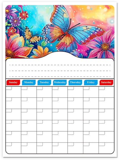 Magnetische whiteboardkalender - 07 - Vlinder- diamond painting kalender - compleet pakket inclusief stiften - Diamond painting by Wietske