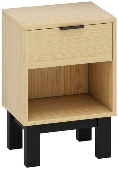 Merax Nachtkastje met Lade en Open Vak – Compacte Nachtkast voor Slaapkamer – Bijzetkast Houtkleur 35x26x50 cm