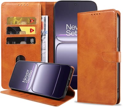 Geschikt voor OnePlus Nord CE 5 Telefoonhoesje Kunstleer met Magnetisch lipje en Pasjeshouder Book Case met Klepje - Walletcase with Cardslot - Bruin - Smartphonica geschikt voor OnePlus Nord CE 5