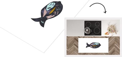 Keukenloper - Loper keuken - Pastel - Vis - Zwart - 120x60 cm - Keukenloper vinyl