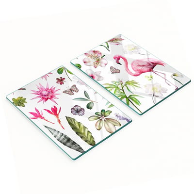 Stijlvolle en duurzame bedrukte glazen borden uit de tropische collectie, 2x40x52 cm