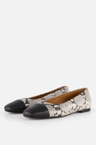 Linea Zeta Linea Zeta Snake Ballerina's zwart Leer
