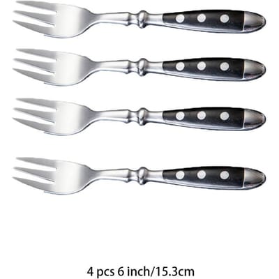 Hotel RVS Tafelmes Vork Lepel Sets Theelepel Theevork Steakmes Bestek Restaurant Serveerset Zwart Houten Handvat gray