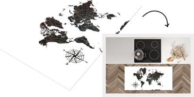 Keukenloper - Loper keuken - Wereldkaart - Windroos - Goud - Design - 120x60 cm - Keukenloper vinyl