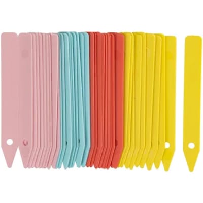 Nature Steeketiketten (blauw,geel,rose,rood) 10cm 40 Stuks
