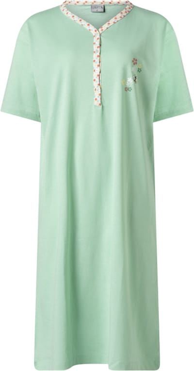 Lunatex - dames nachthemd 224163 - korte mouw - groen - maat L