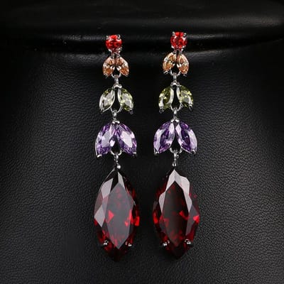 Emmaya Fabrieksprijs Kleurrijke Zirkoon Oorbellen Voor Vrouwen Witgoud Kleur Kristallen Sieraden Nieuwe Aankomst Voor Nieuwjaarscadeau black