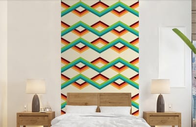 Behang - Fotobehang Retro - Strepen - Design - Seventies - Breedte 120 cm x hoogte 240 cm