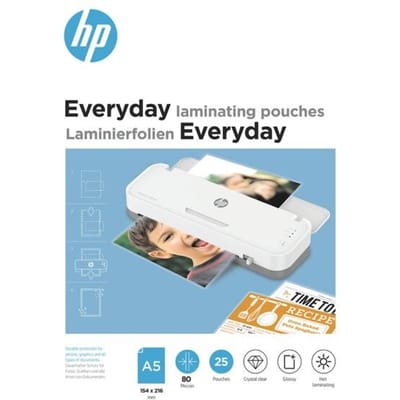 HP 9155 Everyday Lamineerfolies A5 - Lamineerhoezen voor Warm Lamineren - Transparant - 80 Micron - 25 Stuks