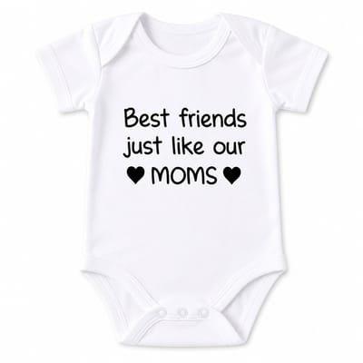 Baby rompertje tekst best friends just like our moms beste vriendin zwangerschap aankondigingen bekendmaken  62-68 wit Geboorte Cadeau / Kraamcadeau jongen meisje unisex   rompertjes baby - rompertjes baby met tekst - rompers - rompertje - wit