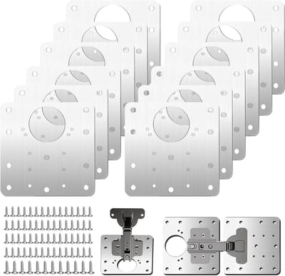 Reparatieplaten - Scharnierplaten - Kastdeur Reparatie - Roestvrij Staal - 9x9 cm