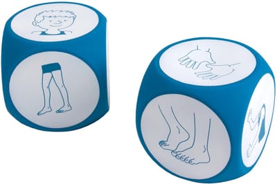 Dobbelsteen 10cm met activiteiten kunststof - Educo - Educatief speelgoed