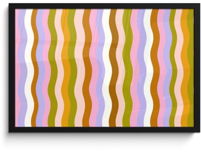 Poster in lijst - Fotolijst 60x40 cm - Posters - lijnen - Golven - Pastelkleuren - Patroon - Posterlijst zwart - Decoratie - Wanddecoratie woonkamer - Muurdecoratie slaapkamer