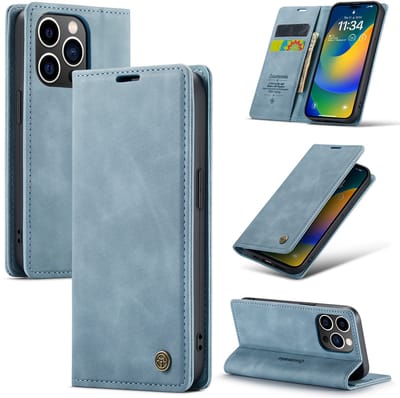 Casemania Hoesje voor Apple iPhone 15 Pro - Aqua Blue - Dunne Portemonnee Book Case - Slim Wallet Case met Pasjeshouder