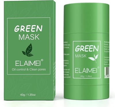 Green Tea Mask Stick for Blackhead Remover, groene thee-reinigingsmasker, zuiverende klei, groene theemasker, gezichtsmasker, vochtinbrengende oliecontrole, solide masker voor alle huidtypes