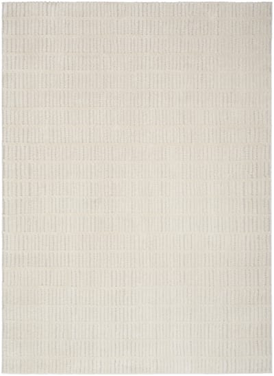 Nourison Modern Comfort Ivory Grey MNC03 Vloerkleed - 160 x 229 cm - Ivoor,Grijs - Rechthoekig - Polyester - Eetkamer, Woonkamer, Slaapkamer - Geometrisch - Boho, Modern