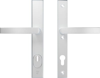 AXA Veiligheidsbeslag (Edge Plus) Smal Aluminium glad: Kruk-Kruk (model Blok) PC92 met kerntrekbeveiliging SKG***