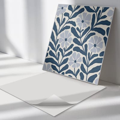 Wallfluent Vinyl Tegels - Bloemen Plantenpatroon Zelfklevende Vinyltegels - 30 cm x 30 cm - Groente Vinyl Tegels - Verpakking van 9 stuks - Vierkant PVC Tegels - Bloemen en Planten Plaktegels - Vloer Tegels PVC - Plaktegels Keuken en Badkamer