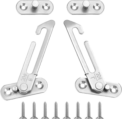 SnelShoppen - Set van 2 Kindveilige Raamlimiters, Roestvrijstalen Beveiligingssystemen met Schroeven, Eenvoudige Installatie voor UPVC Raam in Huis of