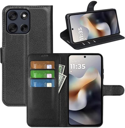 MobyDefend Hoesje - Geschikt voor Motorola Moto G56 - Kunstleren Wallet Book Case (Sluiting Voorkant) - Zwart