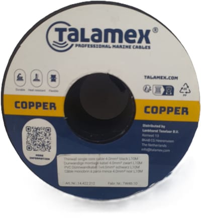 Montagekabel marine 4.0mm2 Zwart - Talamex
