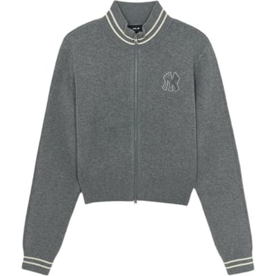 MLB New York Yankees Logo Veste Tricotée Fermeture Éclair Manches Longues Femme vestes 3FKCM0154-50MGD M gray