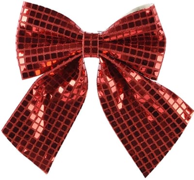 Decoris Kerst strik - rode pailletten - 20 x 24 cm - polyester