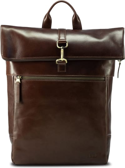 JOST Leren Laptop rugzak Rugzak met laptopvak Skagen Kurier Backpack Redbrown Donkerbruin