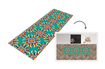 Keukenloper - Loper keuken - Patronen - Abstract - Groen - 150x50 cm - Keukenloper vinyl
