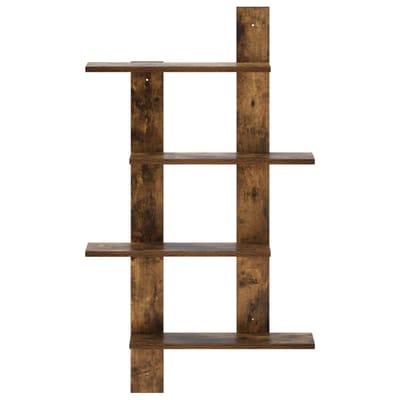 vidaXL - Wandplank - Gerookt - eiken - 61 - x - 13,5 - x - 105 - cm - Bewerkt - hout