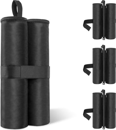 Paviljoengewichten - Gazebo-zandzakken - Gewichtzak - Verzwaringsvoet - 4 stuks - 600D Oxford-materiaal - Zwart - 10-15KGS - Ø11cm - Zandzakken voor het vullen en verzwaren
