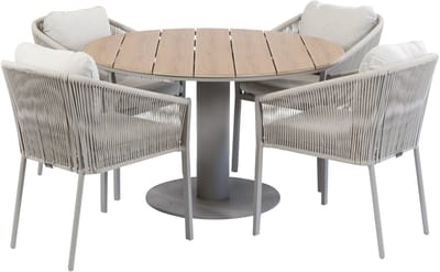 5-delige ronde tuinset | 4 Elvira tuinstoelen (Camel) | Tuintafel Tower ø120cm (Camel)