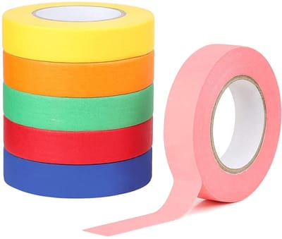 Dailygoods- Afplakband 6 Rollen - Masking Tape 15MMx20M - Neon Plakband - Acryl Plakband - Voor Schilders - Maximale Hechting