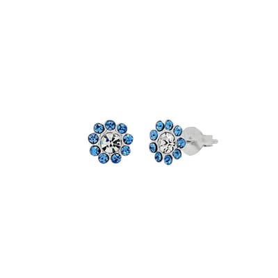 Zilveren oorstekers - bloemen - meisjes - 10 kristallen - 37x26x3 mm