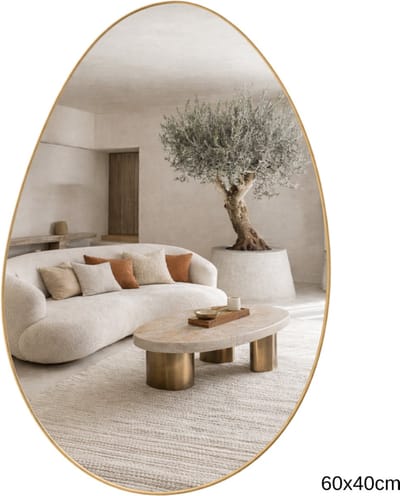 MISOU Spiegel - Goud - Wandspiegel - Ovaal - Wanddecoratie - Badkamerspiegel - 60x40cm - Miroir Mural - HALO